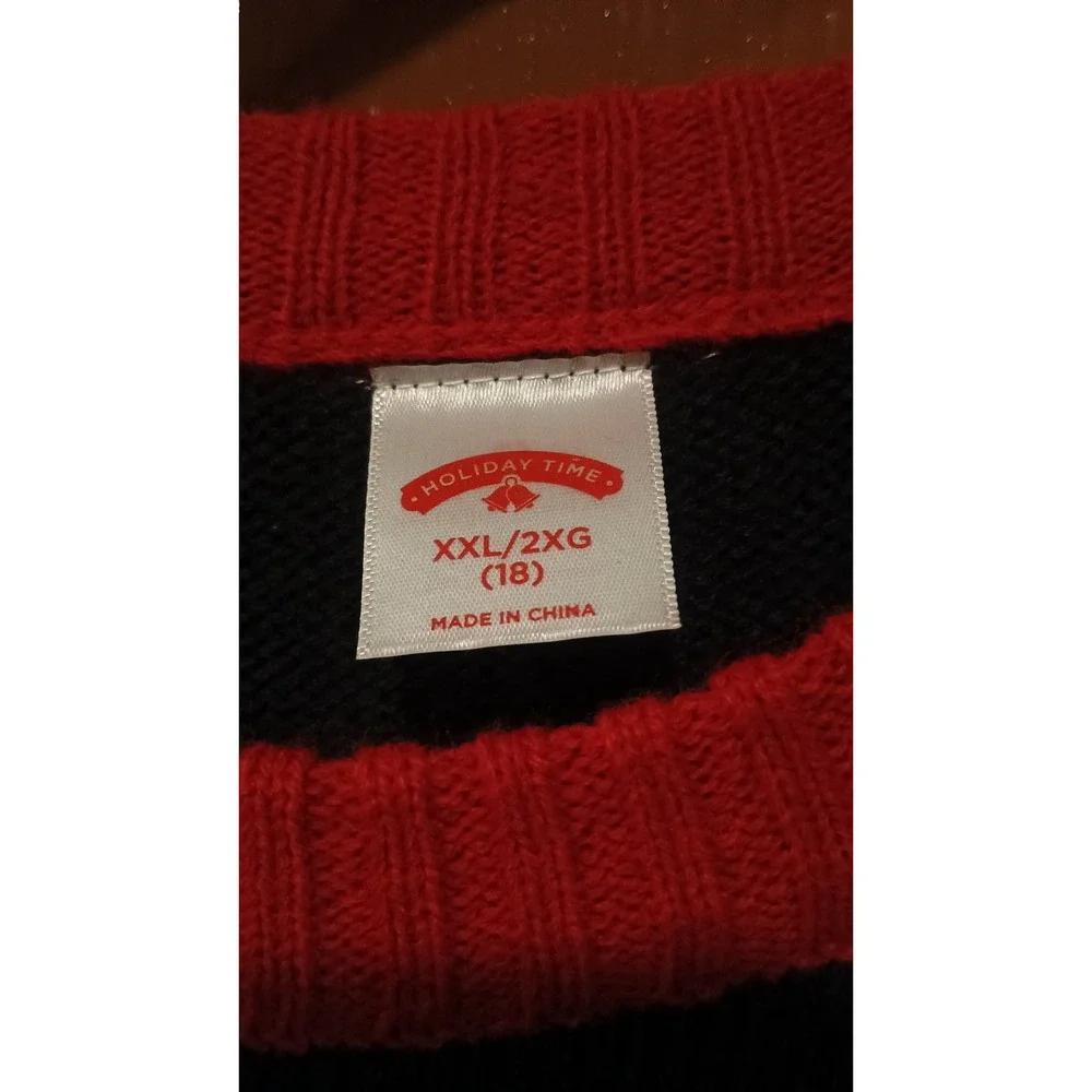 Holiday Time Sweater Mens XXL Black Dabbing Cat Meowy Christmas Excellent Ugly